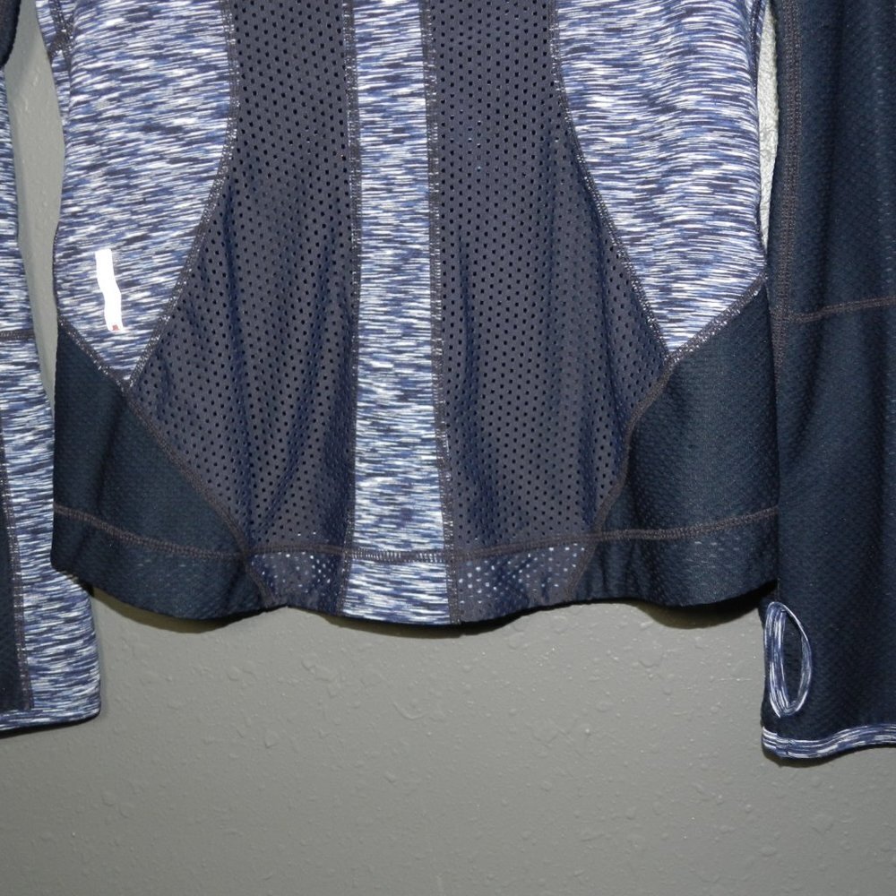 Zella Women Navy Blue Heather Zip Up Fitted Workout Thumbhole Jacket Size Medium - Picture 6 of 8